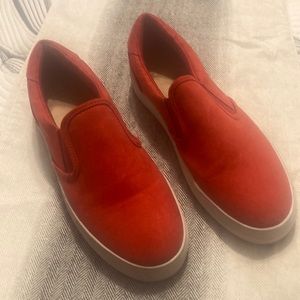 JustFab Red Slip on Platform Sneakers. Size 10.